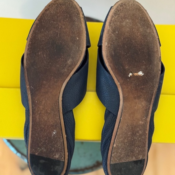 Mercedes Castillo Amaia Pebbled Leather Open-toe Flats (Navy Blue - Size 9/39) - Picture 7 of 8